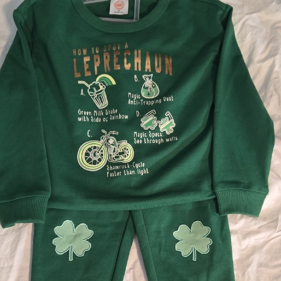 Wonder Nation Green Graphic Sweatshirt and Pants Set - Picture 1 of 7